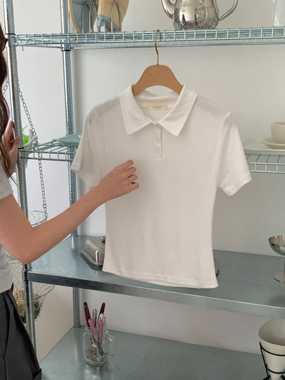 Basic Collared Button Top(3 Colors)