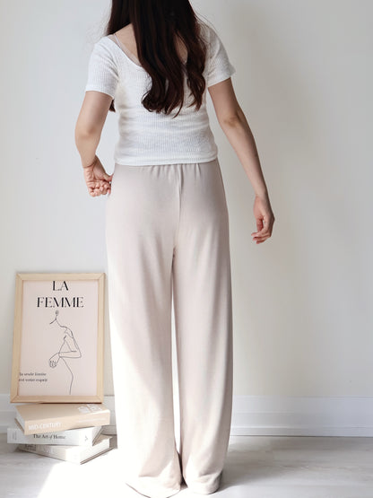 [2 Lengths] Cloud-Soft & Silk-Touch Cooling Wide-Leg Pants with Pockets(Beige)