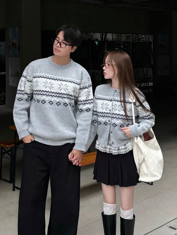 Nordic Snowflake Pattern Cardigan