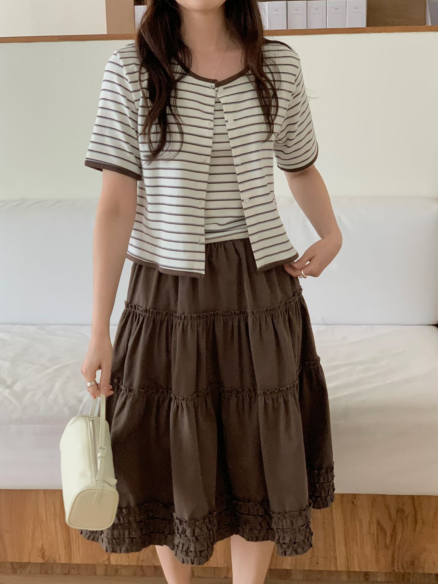 Contrast-Trim Striped Camisole Sets(3 Colors)