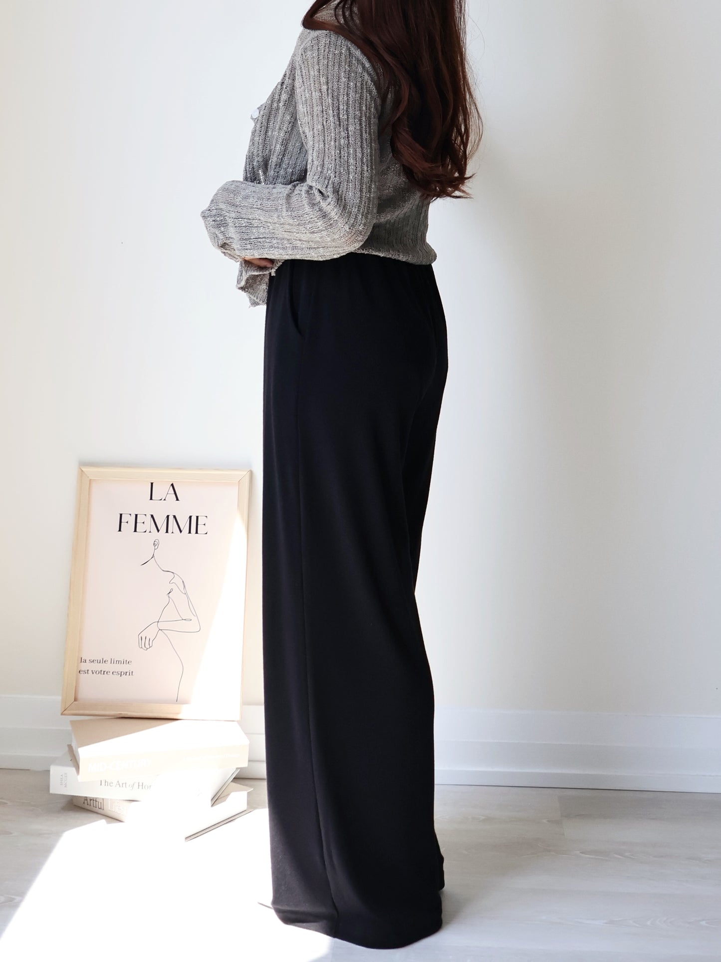 [2 Lengths] Cloud-Soft & Silk-Touch Cooling Wide-Leg Pants with Pockets(Black)