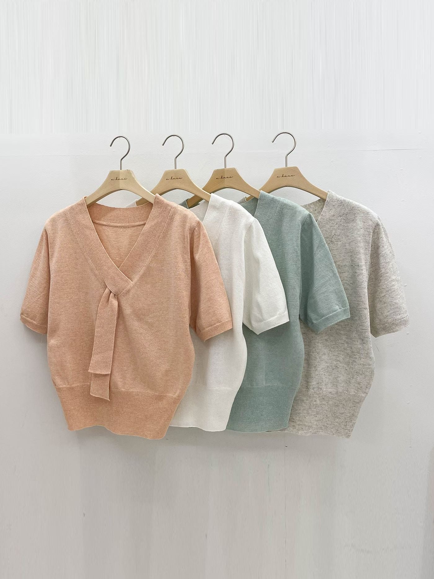 Lovely V-Neck Tie Linen Knit Top(4 Colors)