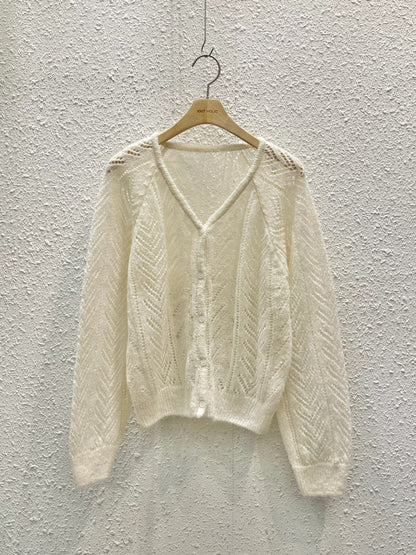 ［20% wool] Gentle Eyelet Lightweight Cardigan(5 colors)