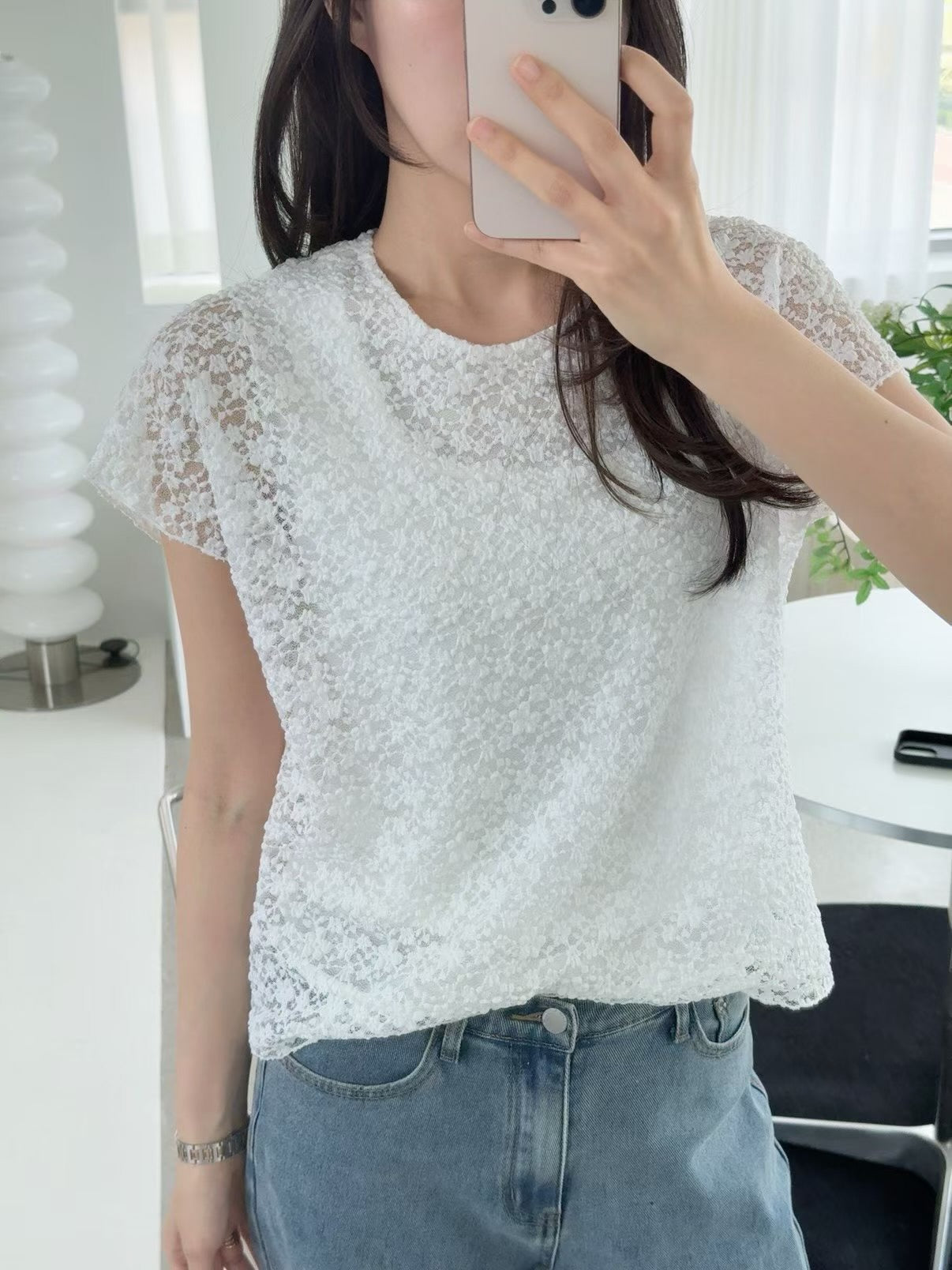 Romantic Daisy Lace Lined Blouse(3 Colors)