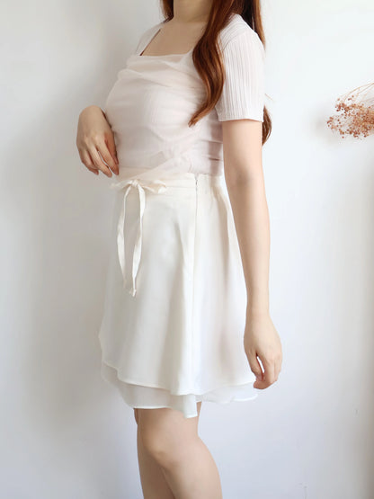 Ethereal Square-Neck Sheer Cooling Top(Peach)