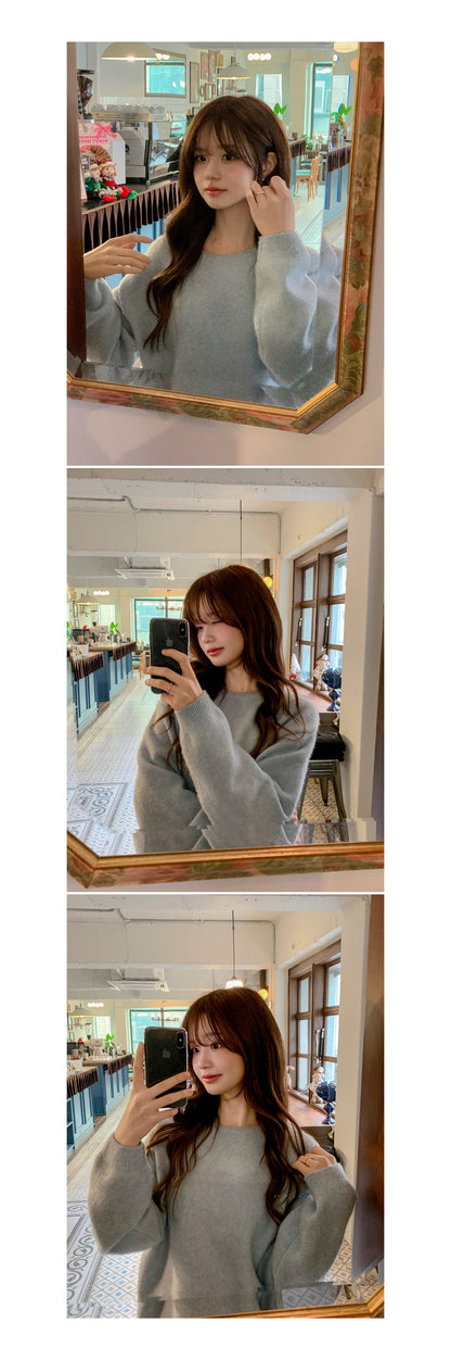 Round Neck Marshmallow Lambswool Sweater(10 Colors)