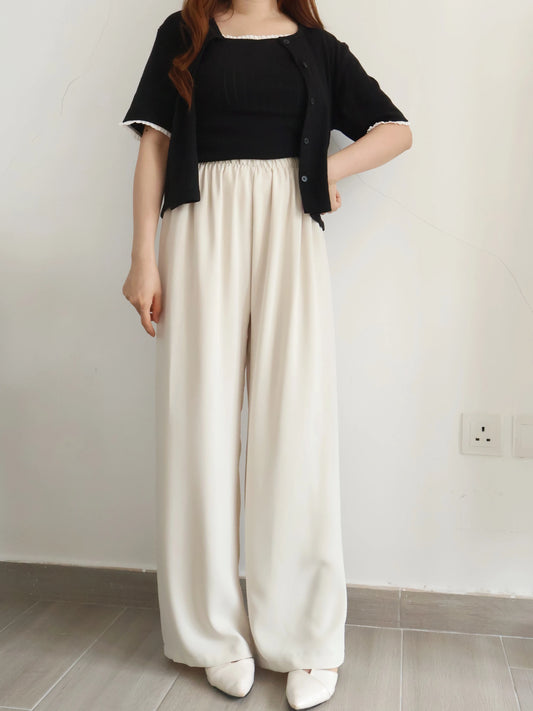 [Wrinkle-Free] -5KG Air-Flow Wide-Straight Slacks(Beige)