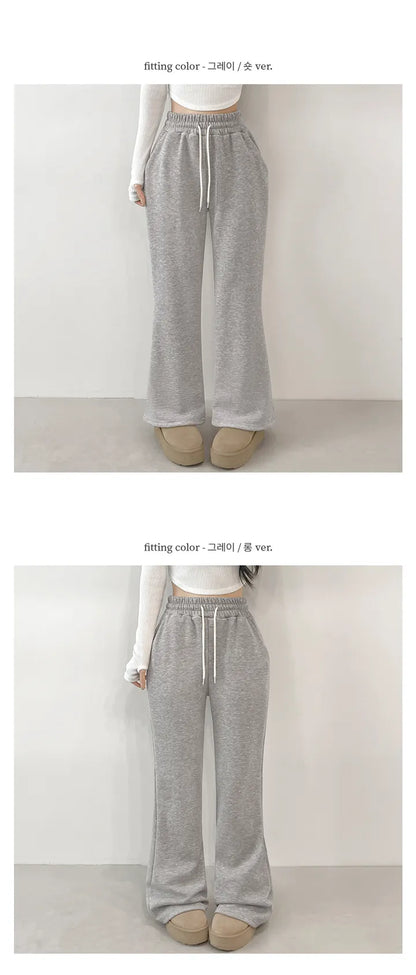 [3 Lengths] Pyjama-Soft Fuzzy Fleece Bootcut Pants with Pockets(Grey)