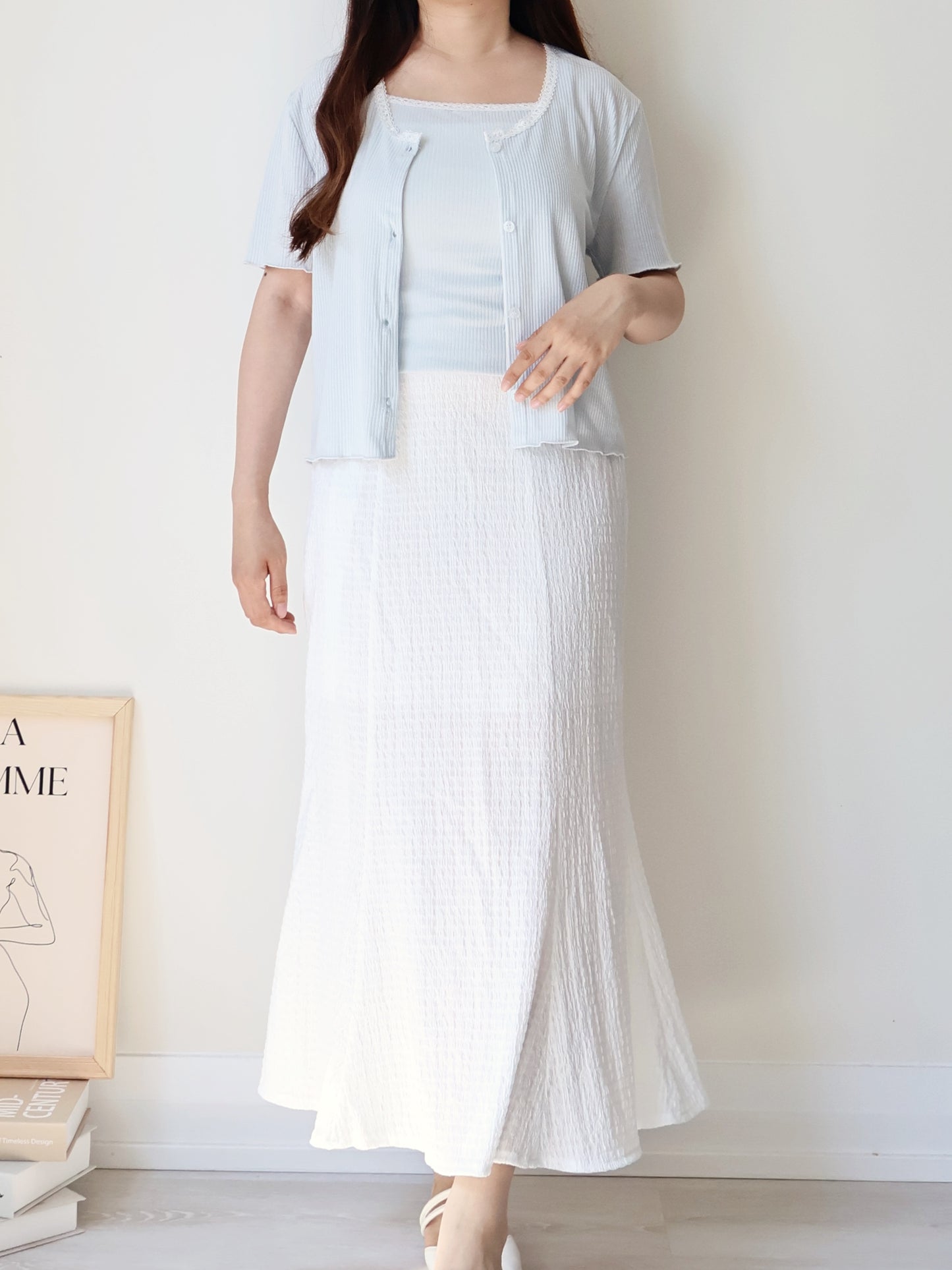 Ethereal Silk-Touch Modal Lace Trim Cami+cardigan Set(3 colors)