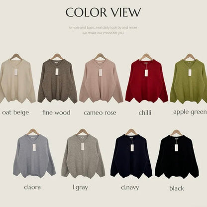 Lambswool Loose V-neck Sweater(9 colors)