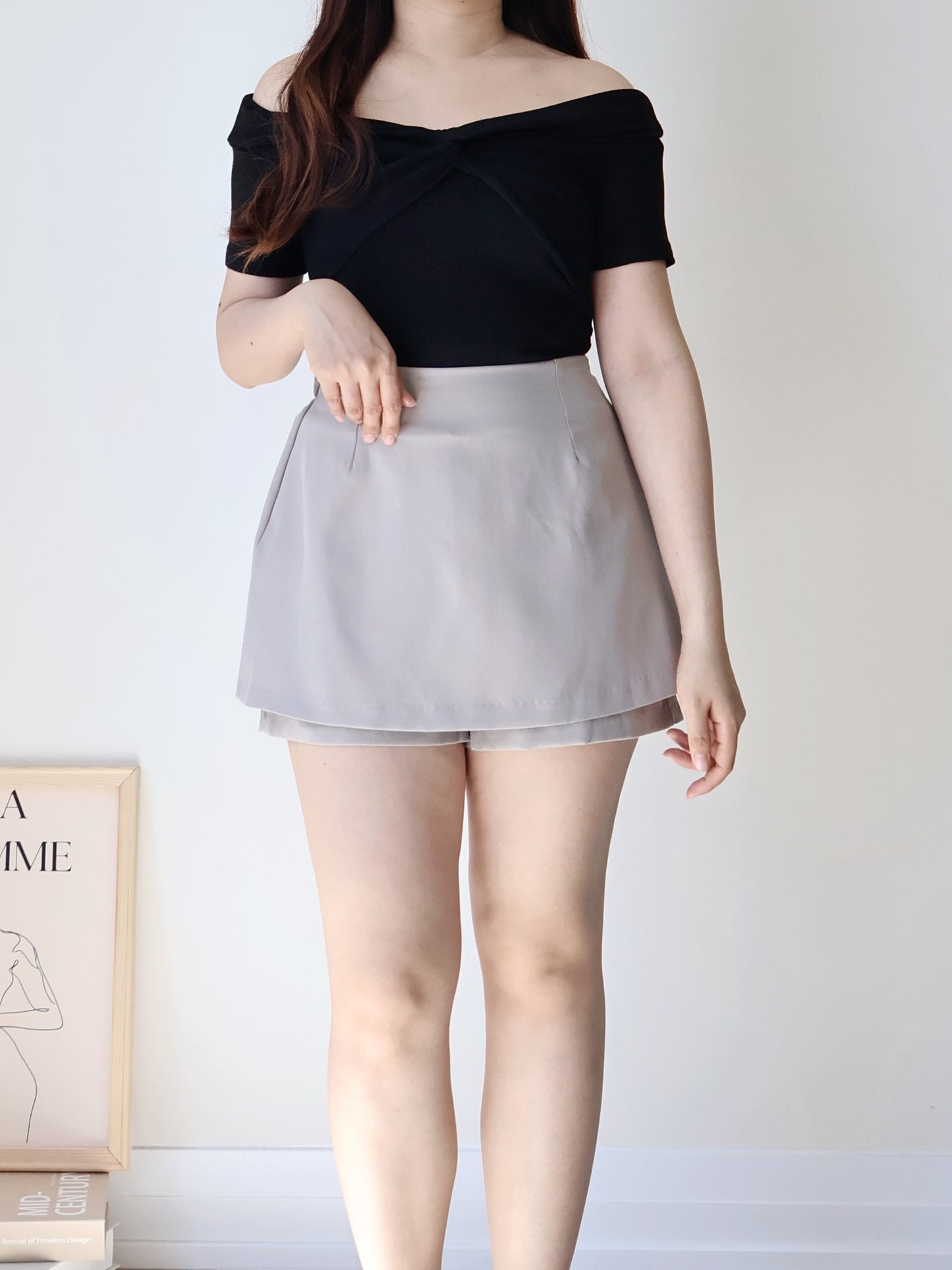 2-Way Cooling Twisted Silky High-Stretch Top(Black)