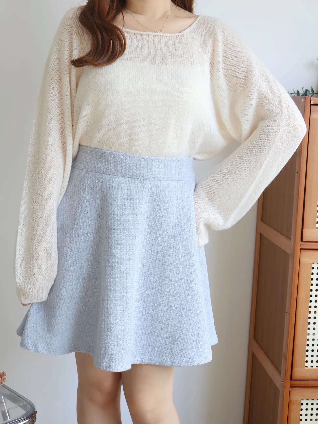 [8% Mohair] Cloud-Light Soufflé Sweater(Cream)