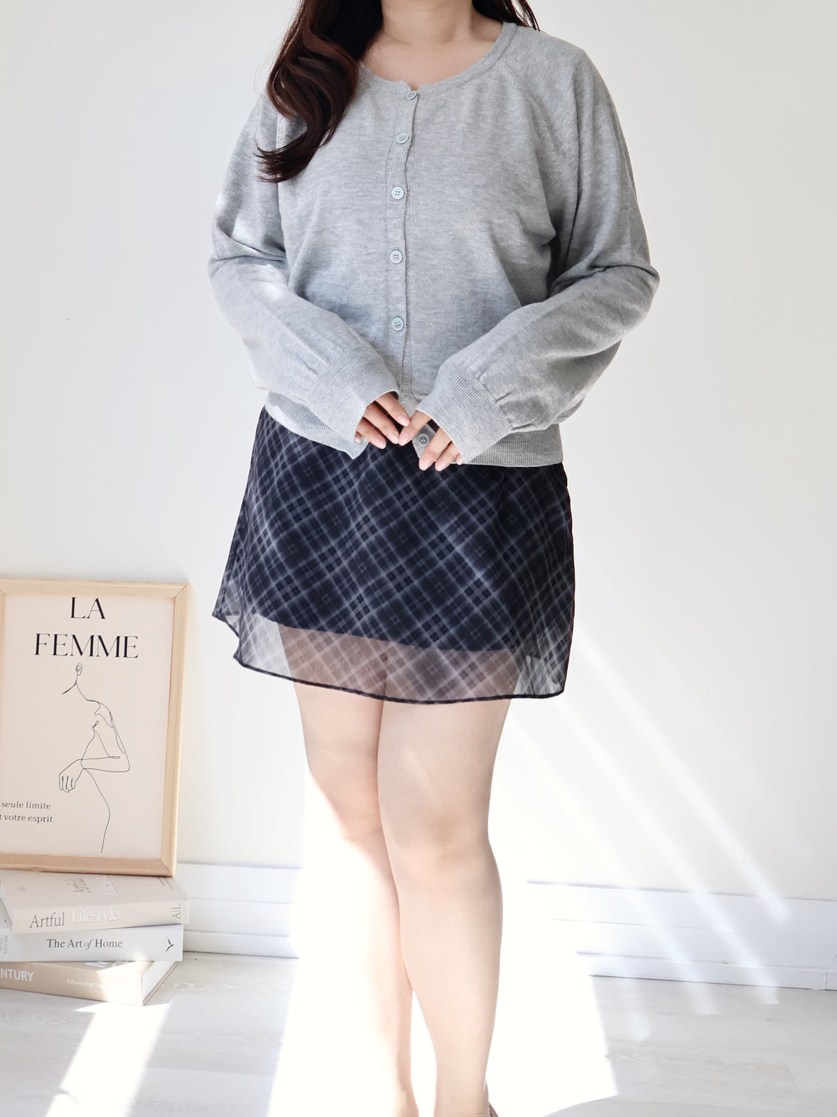 Premium Italian Cotton Soft-Touch Raglan Cardigan(Grey)