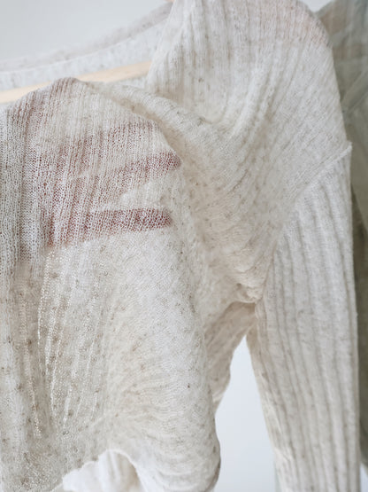 Breezy Cooling Linen Cami + Shell Button Cardigan Set(Oatmeal beige)