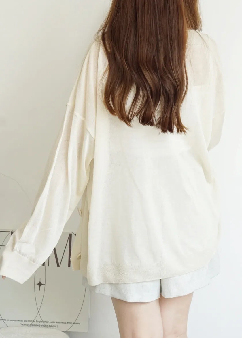 Oversized Sheer Ice Silk Sun-Protection Cardigan(Beige)