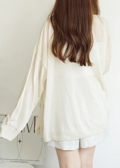 Oversized Sheer Ice Silk Sun-Protection Cardigan(Beige)