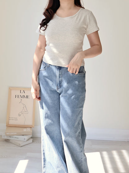 Everyday Breathable Waist-Contour Cotton Tee(4 colors)