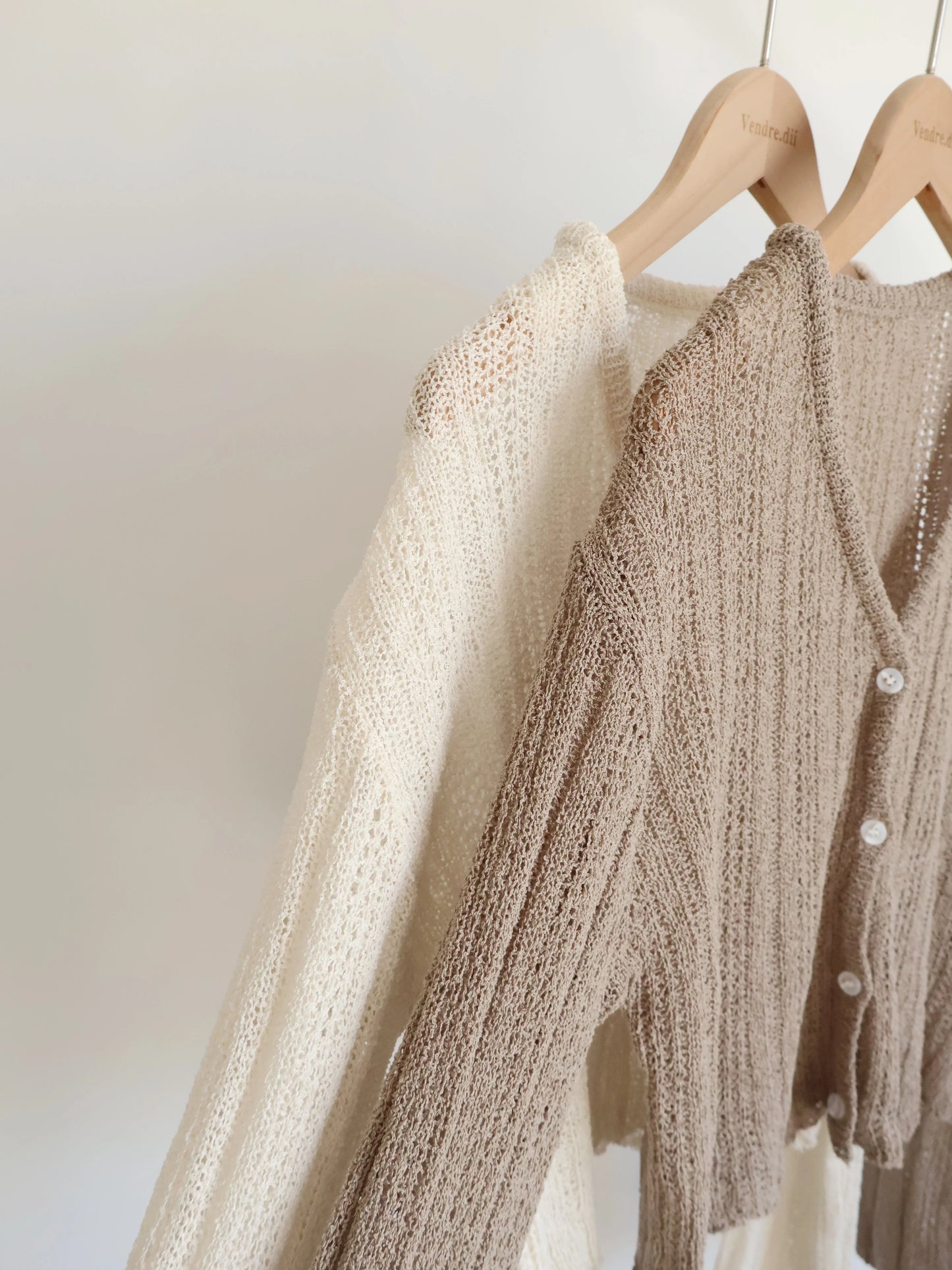 Cinnamon Stripe Draped Knit Cardigan(Beige)