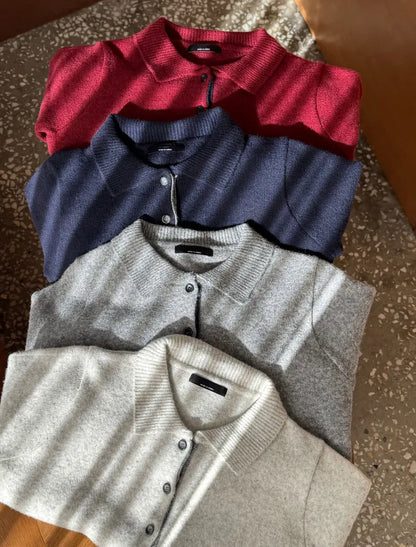 [Female] 5% Wool Color-Block Lapel Cardigan(4 colors)