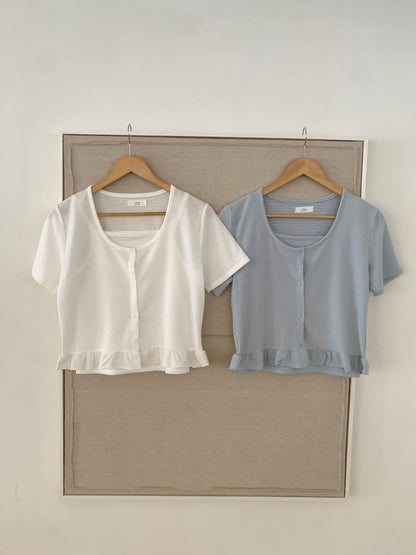 Romantic Petal-Embossed Ruffled Camisole Sets(2 Colors)