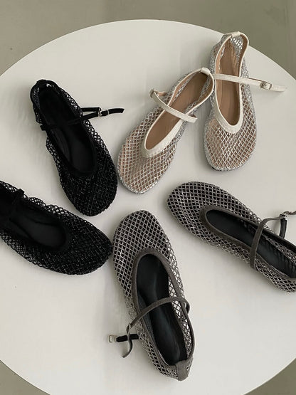 French Sparkle Mesh Mary Jane Flats(3 colors)