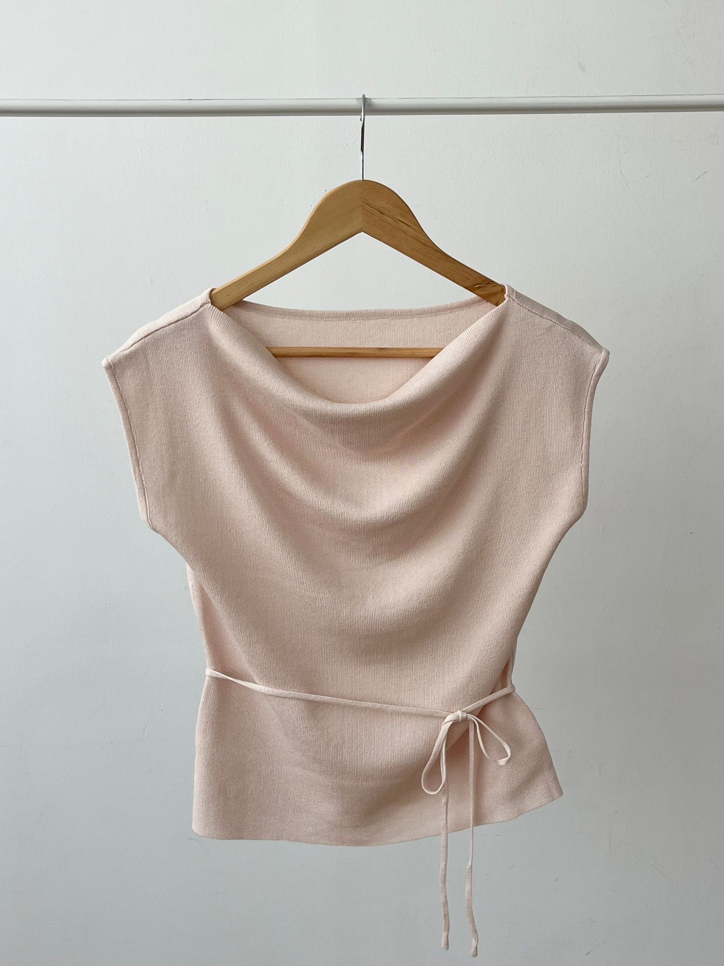 2-way French Chic Drape Neck Icy Knit Top(Peach)