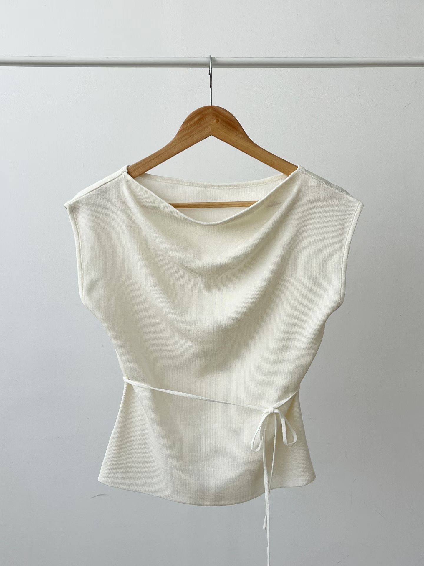 2-way French Chic Drape Neck Icy Knit Top(Cream)