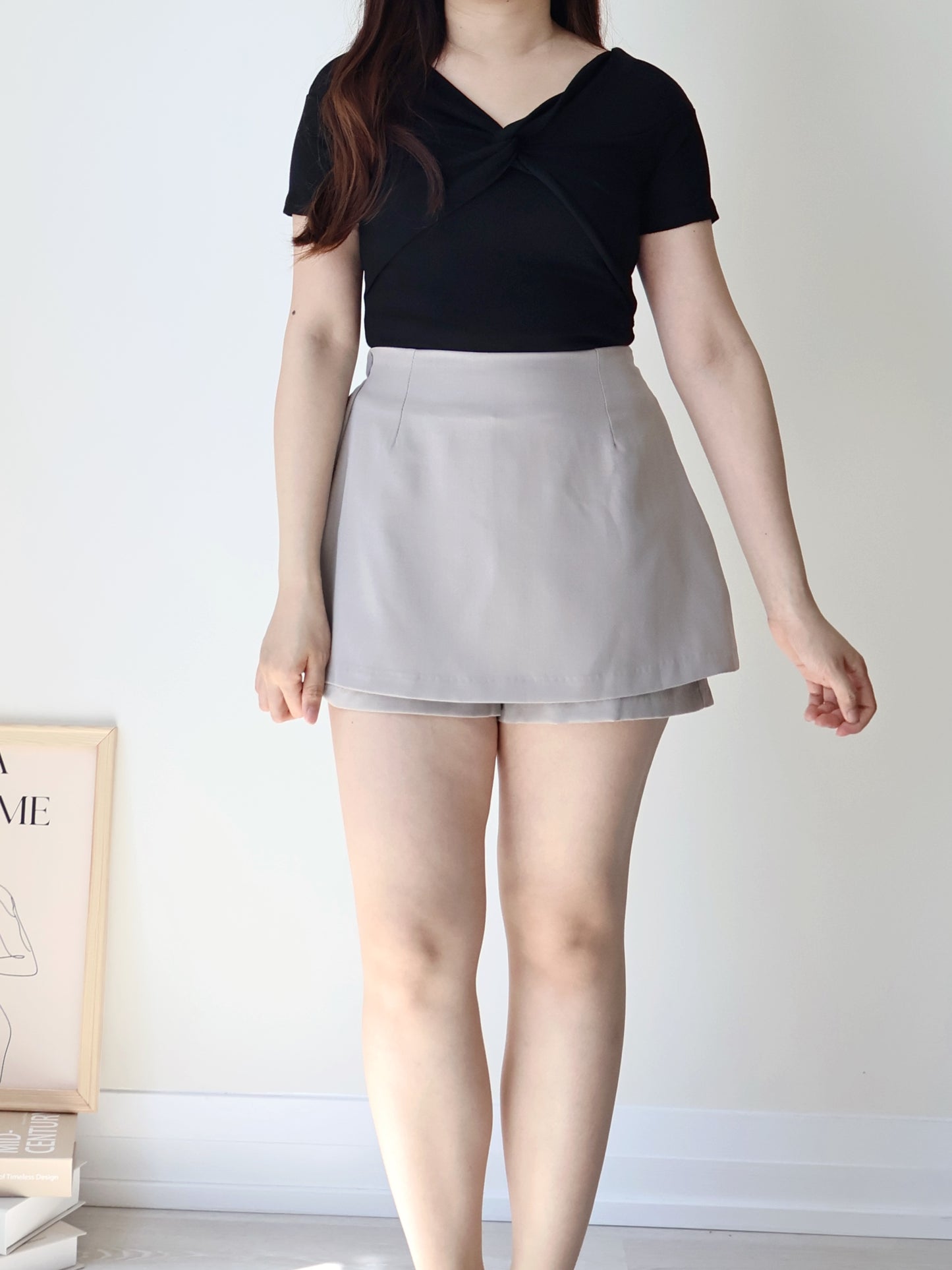 2-Way Cooling Twisted Silky High-Stretch Top(Black)