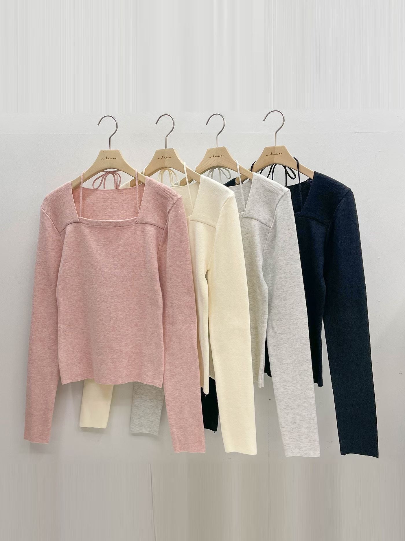Square-neck Tie Knit Top(4 colors)
