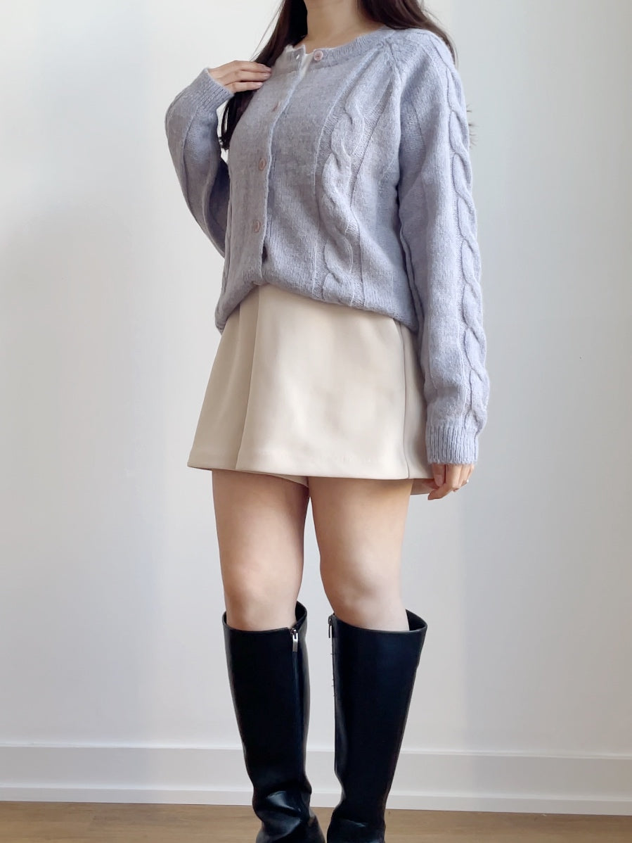 [10% WOOL] Danish Bread Twist Cardigan(Lavender)