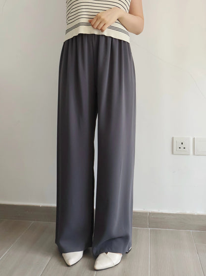 [Wrinkle-Free] -5KG Air-Flow Wide-Straight Slacks(Charcoal)
