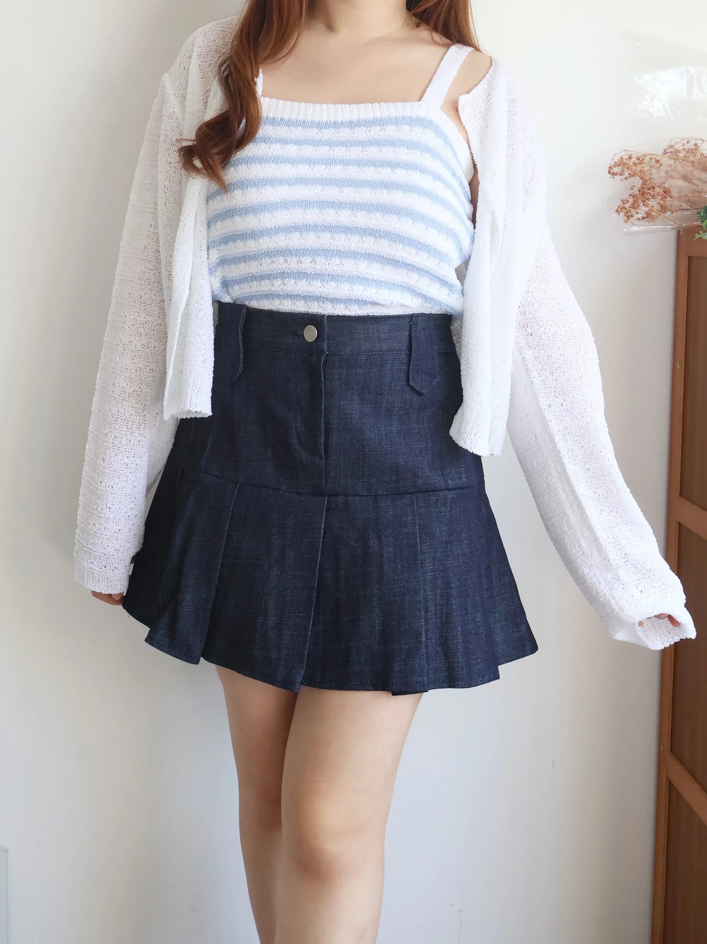 [2-Piece Set] Cozy Weekend Stripe Cami & Knit Set(Ivory)