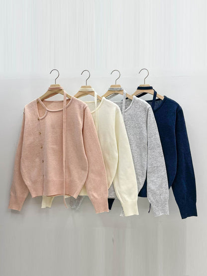 Romance Choker Slit Sweater(4 colors)