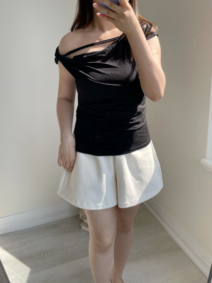 Silky-Cool Strap Modal Tee(Black)