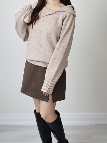 [2-WAYS] Elegant Off-shoulder Sweater(Oatmeal)