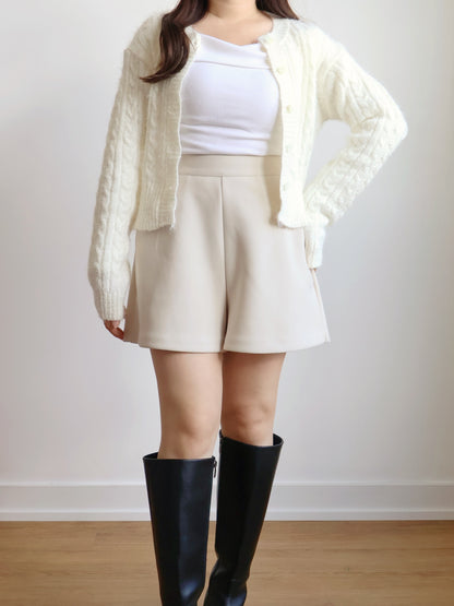 Romantic Cable Knit Cardigan(Ivory)