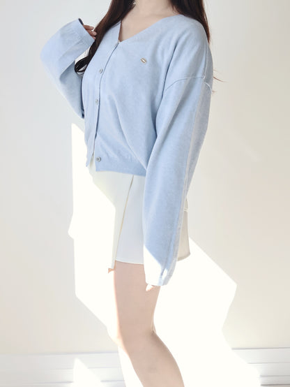 Premium Italy Cotton🇮🇹 Silver Badge Cardigan(Sky blue)