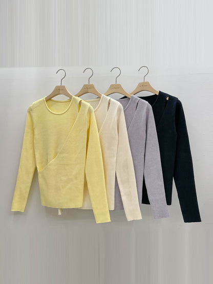Elegant Wrap-Front Knit Top(4 colors)