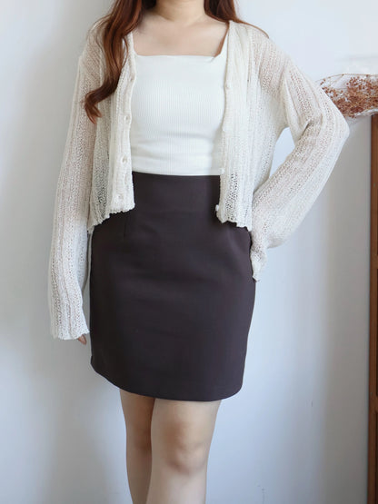 Cinnamon Stripe Draped Knit Cardigan(Beige)