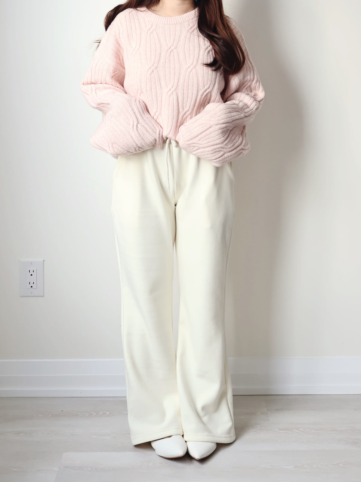 [3 Lengths] Pyjama-Soft Fuzzy Fleece Bootcut Pants with Pockets(Cream)