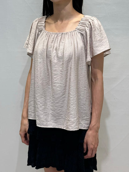 Graceful Square Neck Petal-Sleeve Chiffon Blouse(4 colors)
