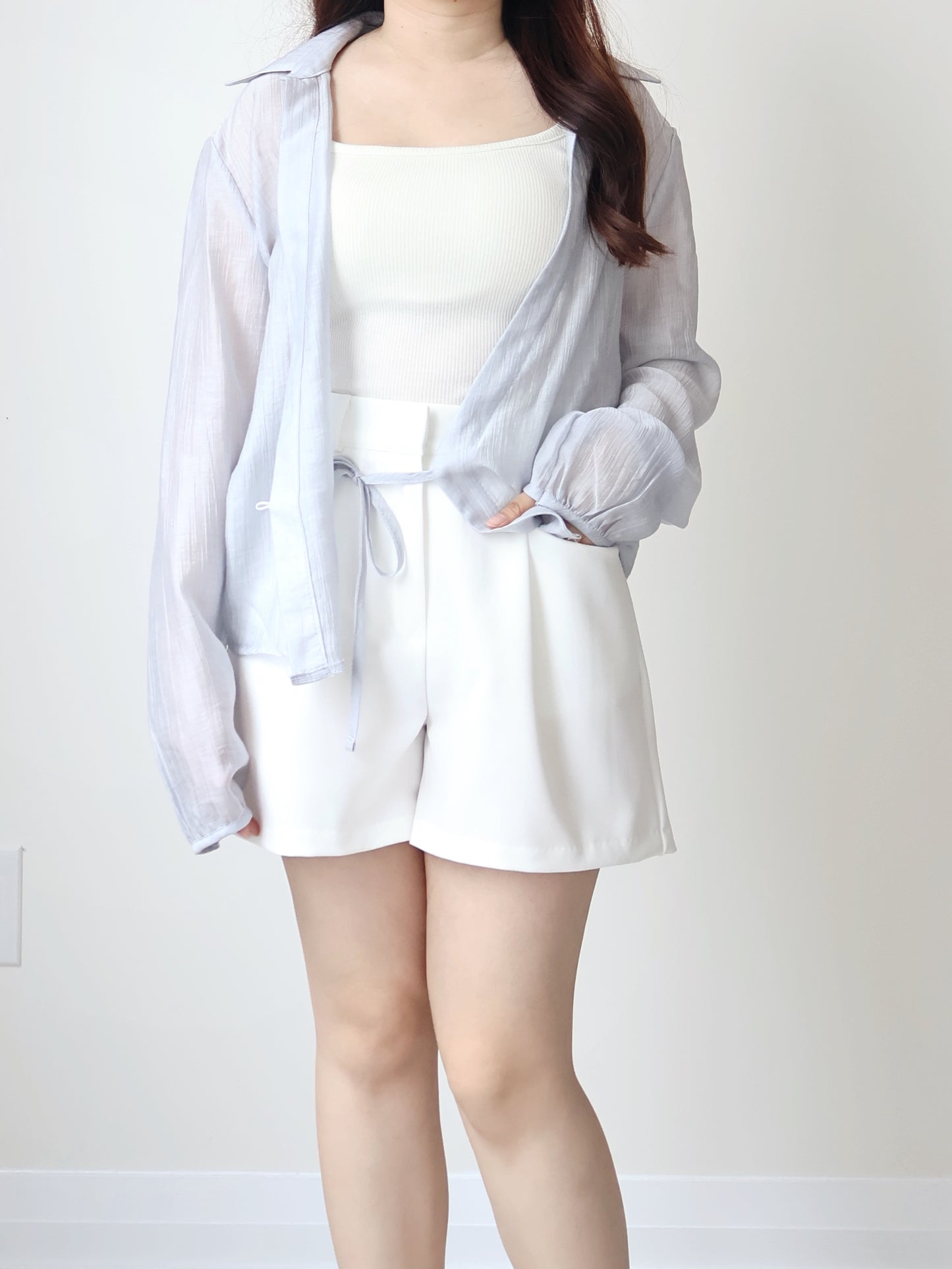 [Wrinkle-Free] French Wrap Misty Sheer Blouse(2 colors)