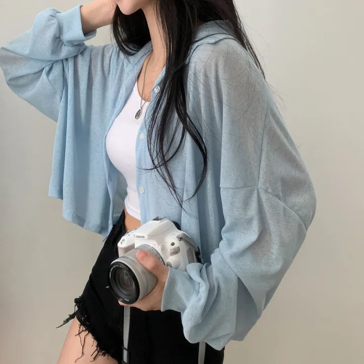 Morning Mist Sheer Layering Oversized Shirt(4 colors)