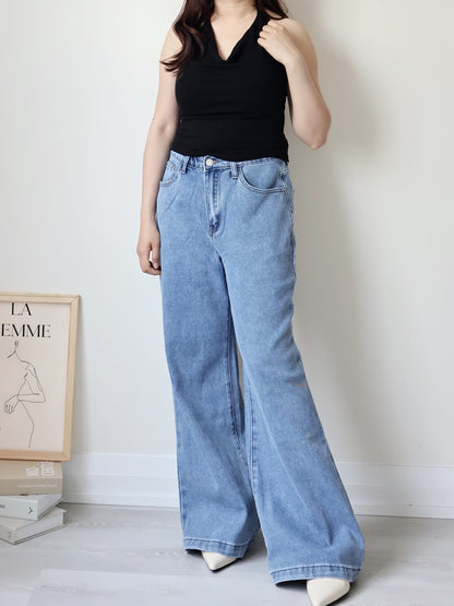 [S-2XL · 3 Lengths] Everyday Drape Tencel Blend Bootcut Denim Pants (Classic Blue)