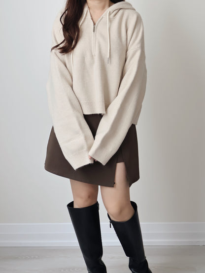 Cozy Half-zip Knit Hoodie(3 colors)