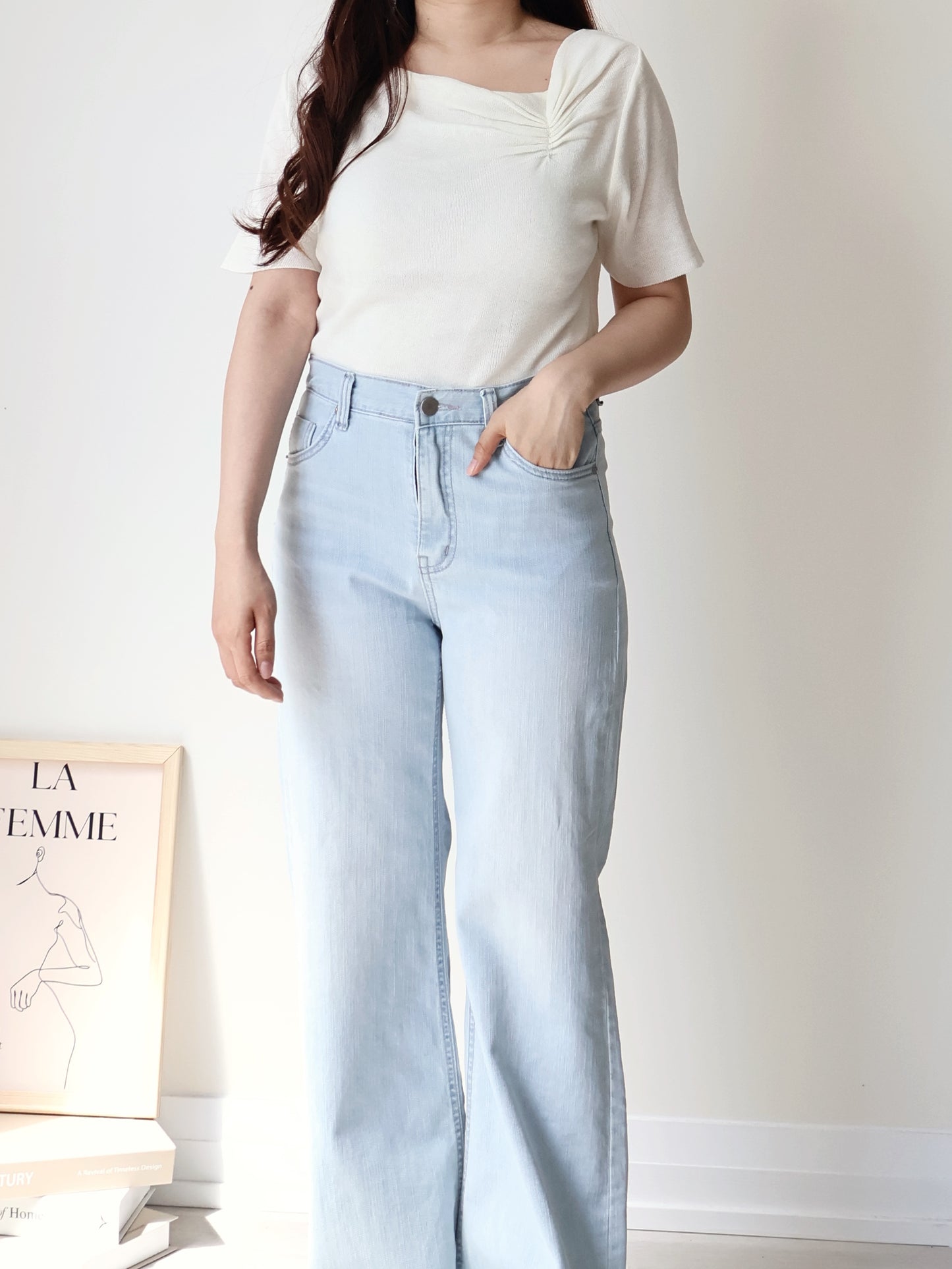 2-Way Elegant Tiered Pleat Ice Silk Knit Top(Ivory)