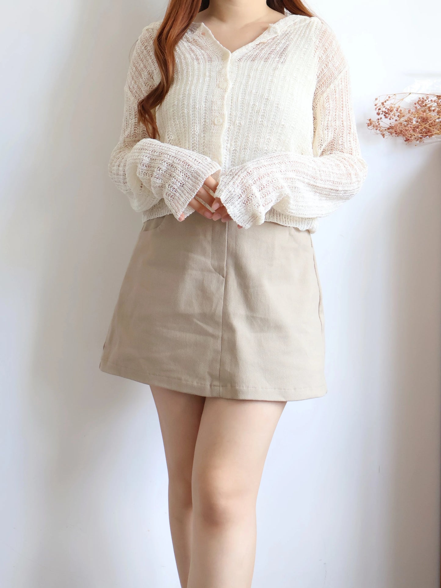 Matcha Milk Foam Hooded Knit Cardigan(Cream)