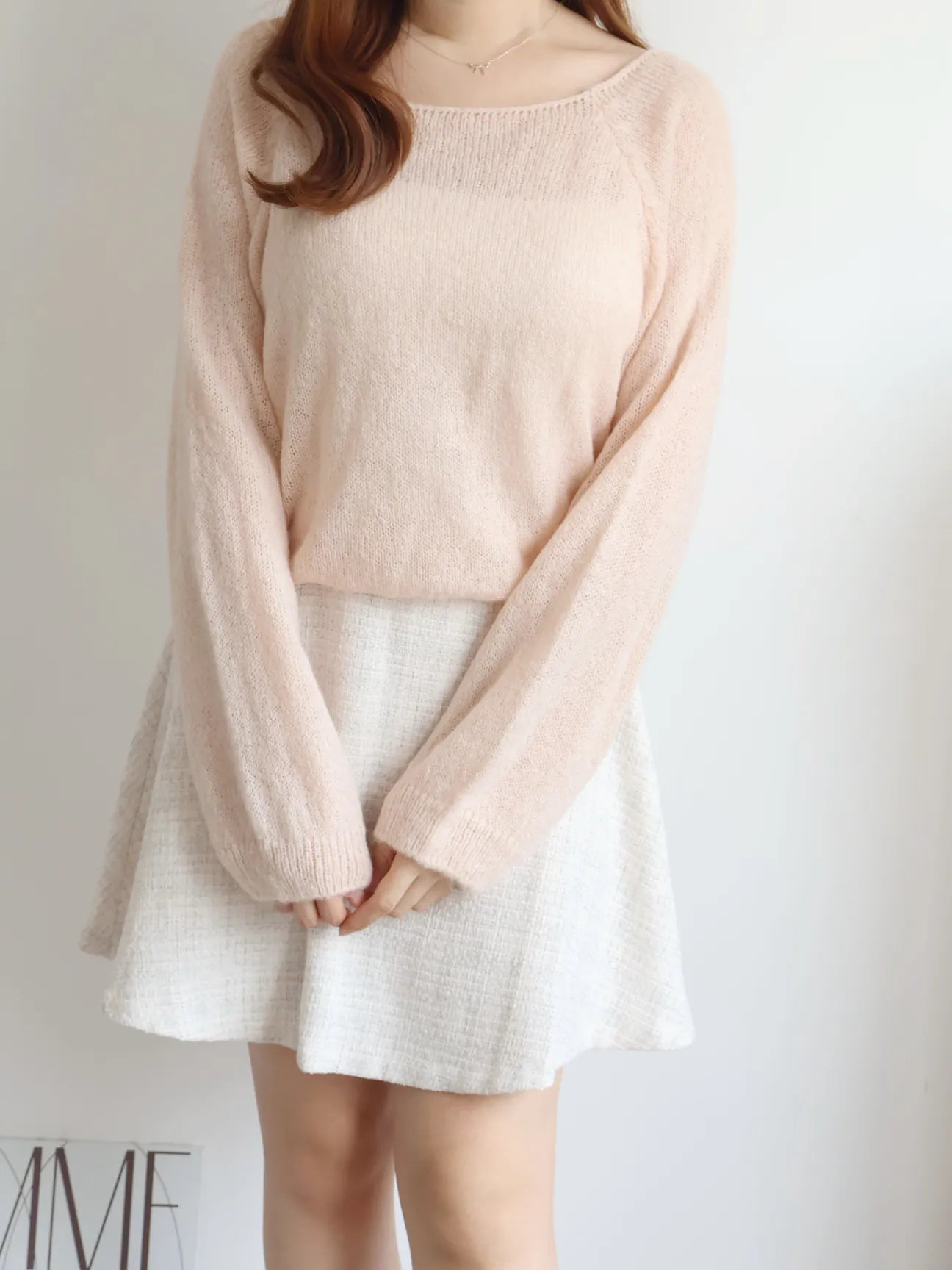 [8% Mohair] Cloud-Light Soufflé Sweater(Peach)