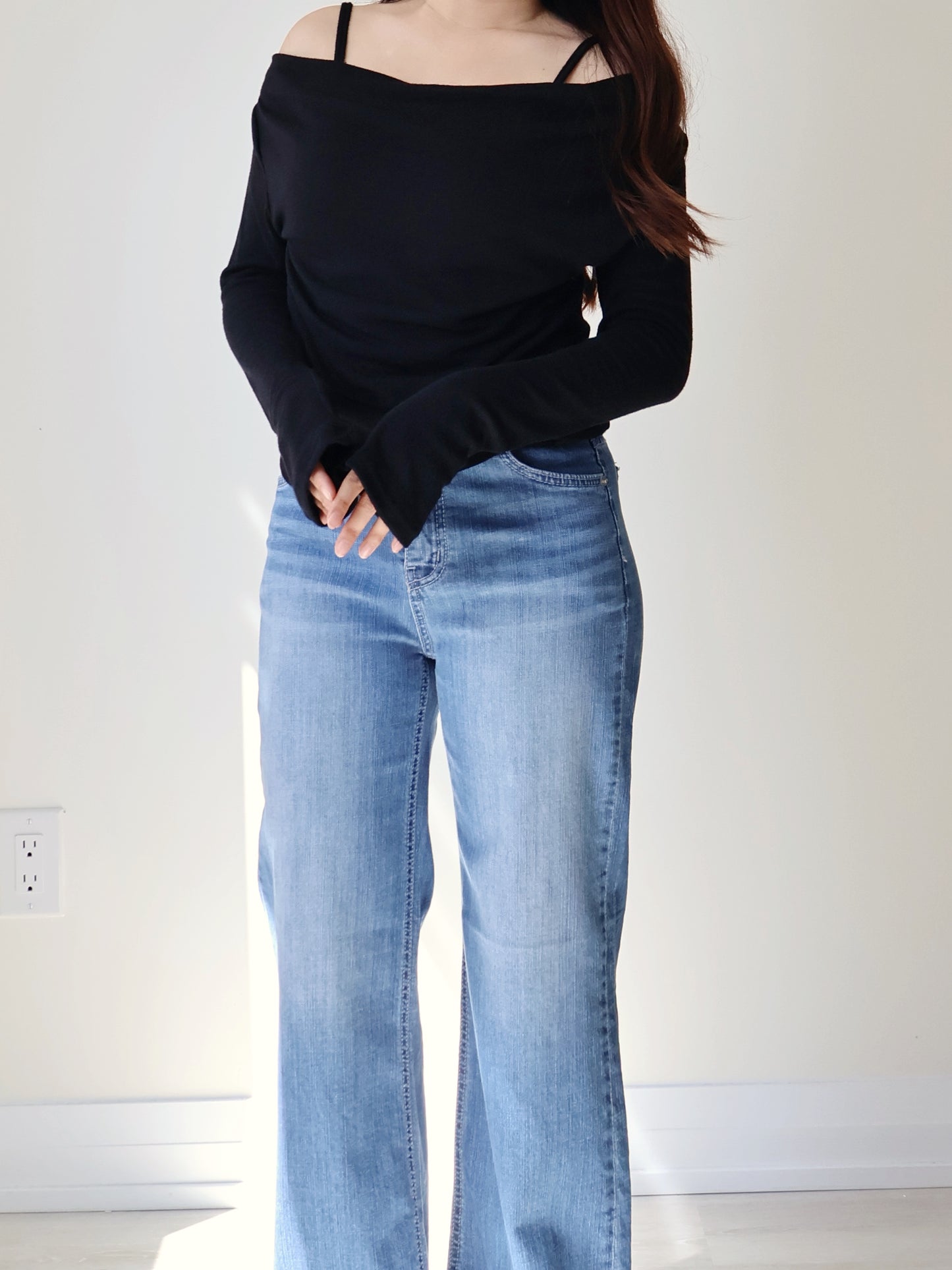 2-Way Silky Smooth Faxu Layered Top(Black)