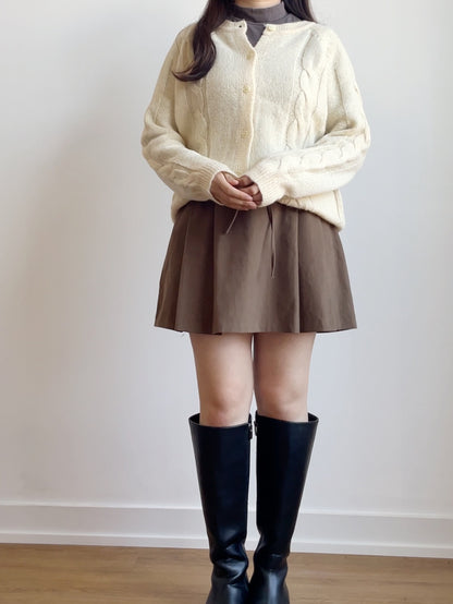 [10% WOOL] Danish Bread Twist Cardigan(Cream)